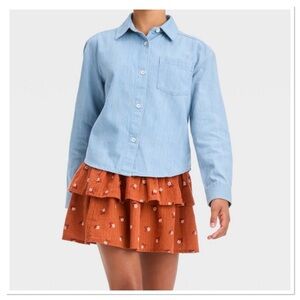 Girl’s Long Sleeve Button Down Woven Top Cat & Jack